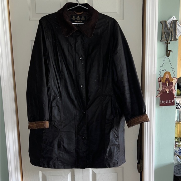 Barbour Jackets & Blazers - BARBOUR BELSAY Women’s Deep Brown Wax Cotton Coat with Quilting